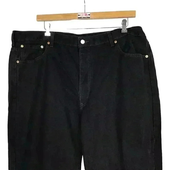 Levis 550 569 Mens 44X32 Relaxed Jeans Black Blue Cotton 5 Pockets Tapered 2 PR - Picture 3 of 12